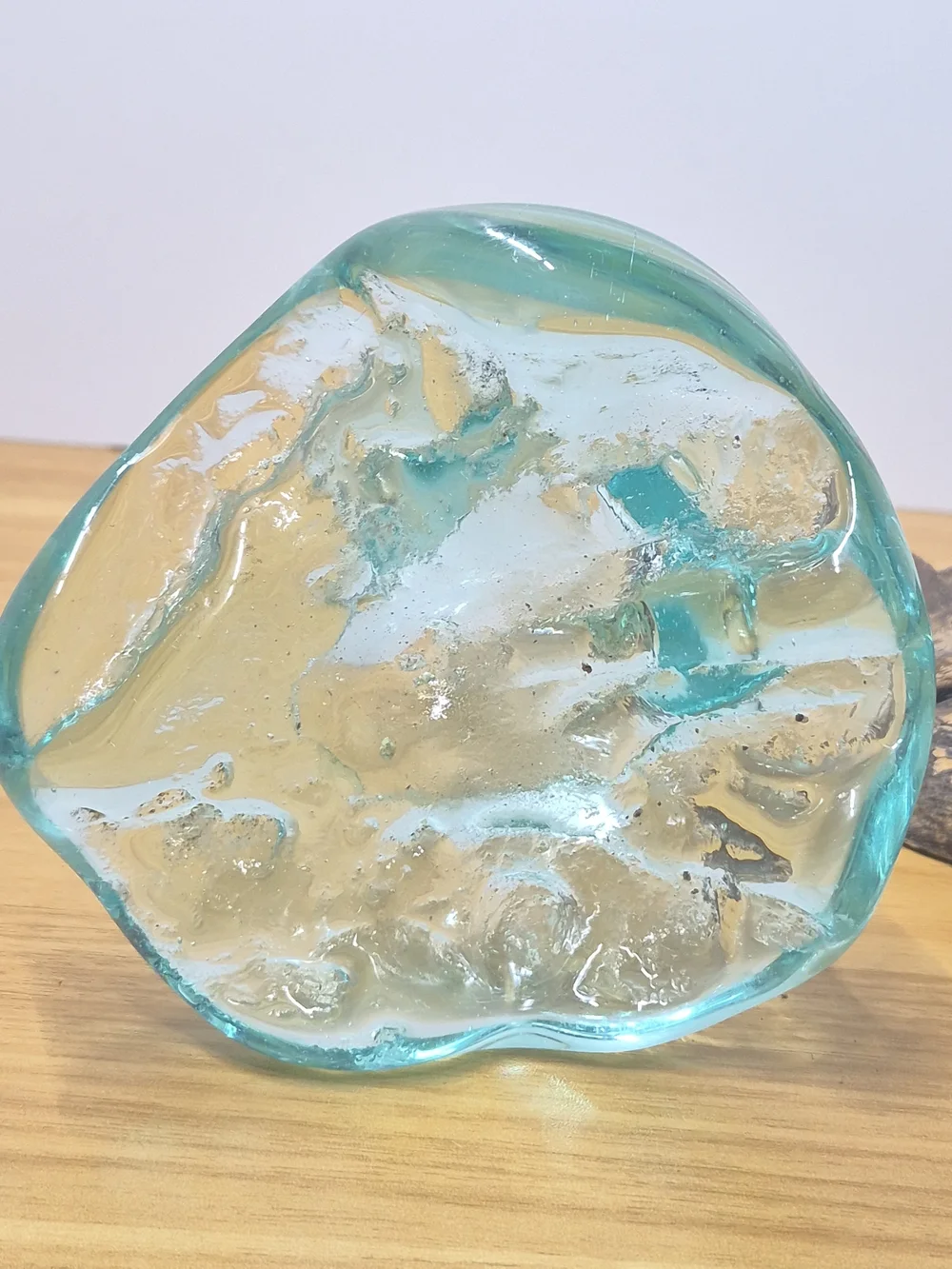 ​Molten Glass on Driftwood Vase Hand Blown Coastal Art Piece